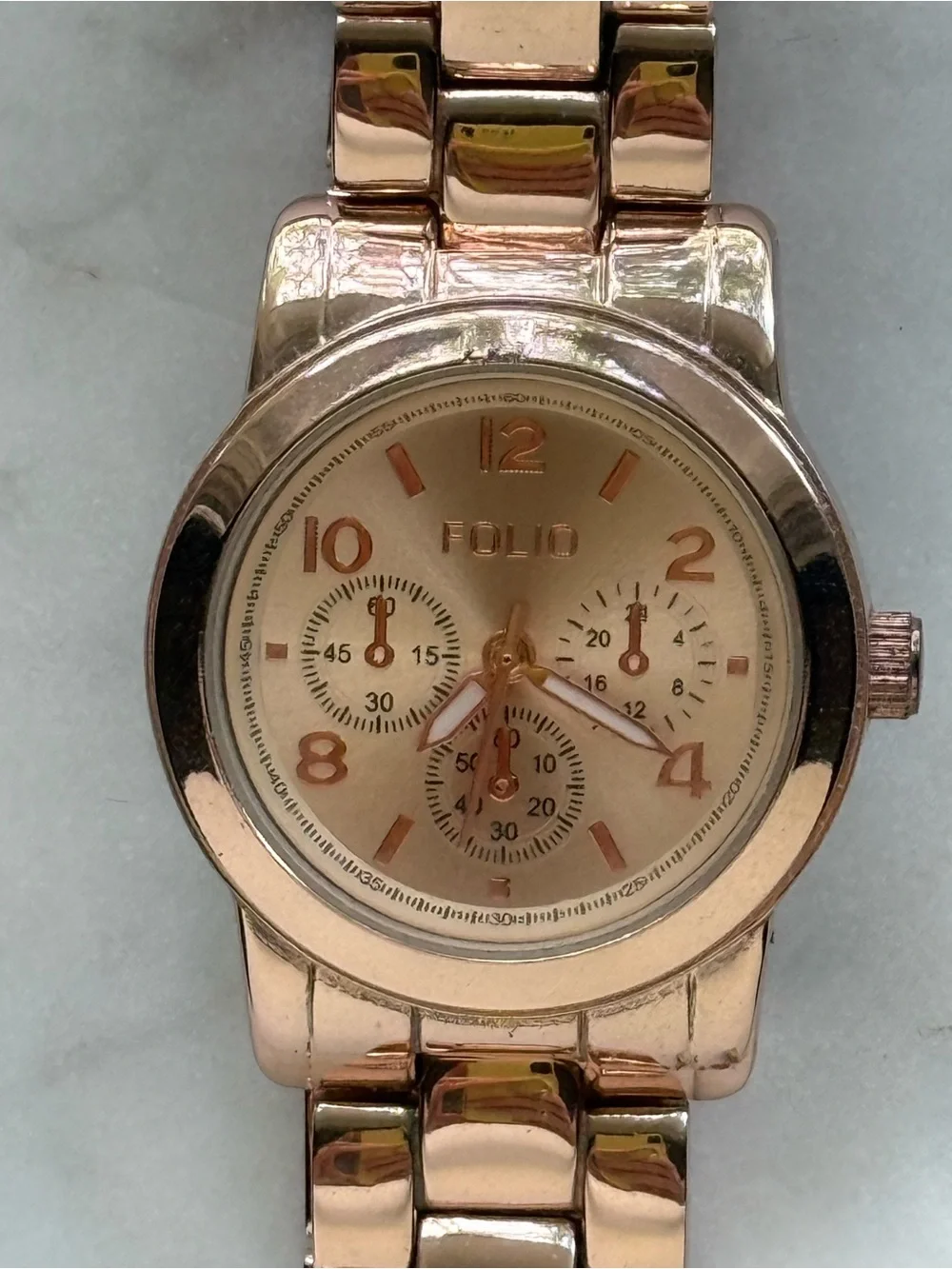 Rose Gold Metal Link Watch - Classic Dial